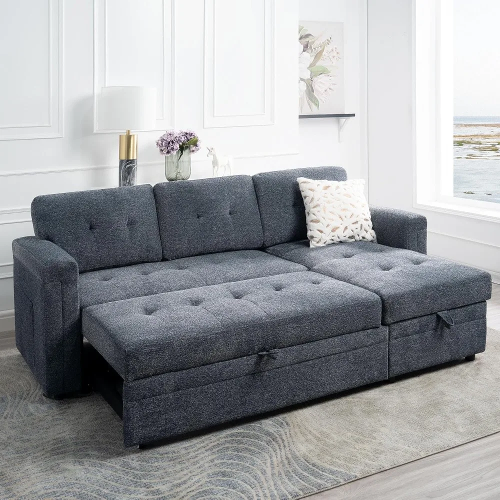 Lily Sectional Sleeper Sofa with USB Ports-L-Shaped Couch Convertible Pull-Out Bed, Ample Storage,Timeless Design