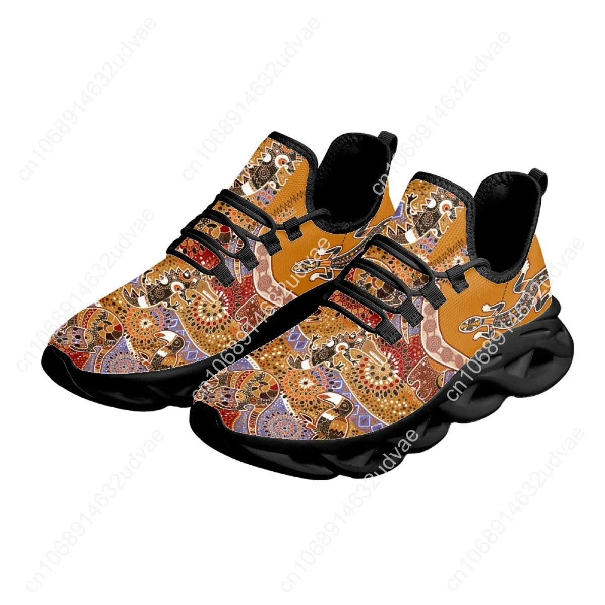 Australia Aboriginal Lizard Indigenous Art Design Sneakers Casual Mesh Swing Shoes Women's Outdoor Lace-up Tennis
