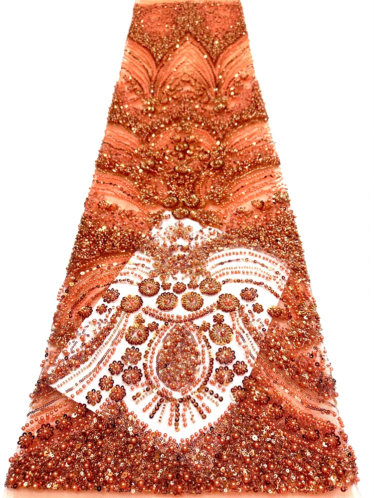 أحدث عرض ساخن لعام 2026 قماش دانتيل ثقيل مطرز فرنسي فاخر جديد راقي مع قماش ترتر لحفلات الزفاف #2