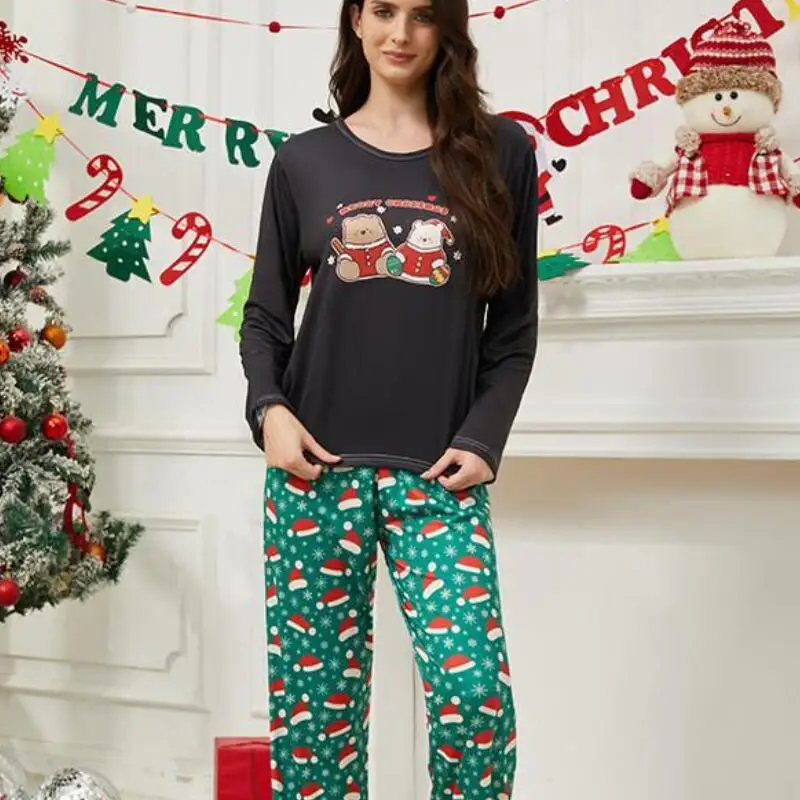 Kawaii فتاة الموضة مثير الجولة الرقبة الربيع والخريف طويلة الأكمام منامة طالب الكرتون ملابس نسائية غير رسمية فتاة Homewear #5