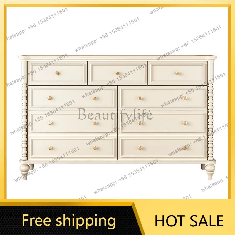FG American solid wood chest storage against the wall French storage cabinet