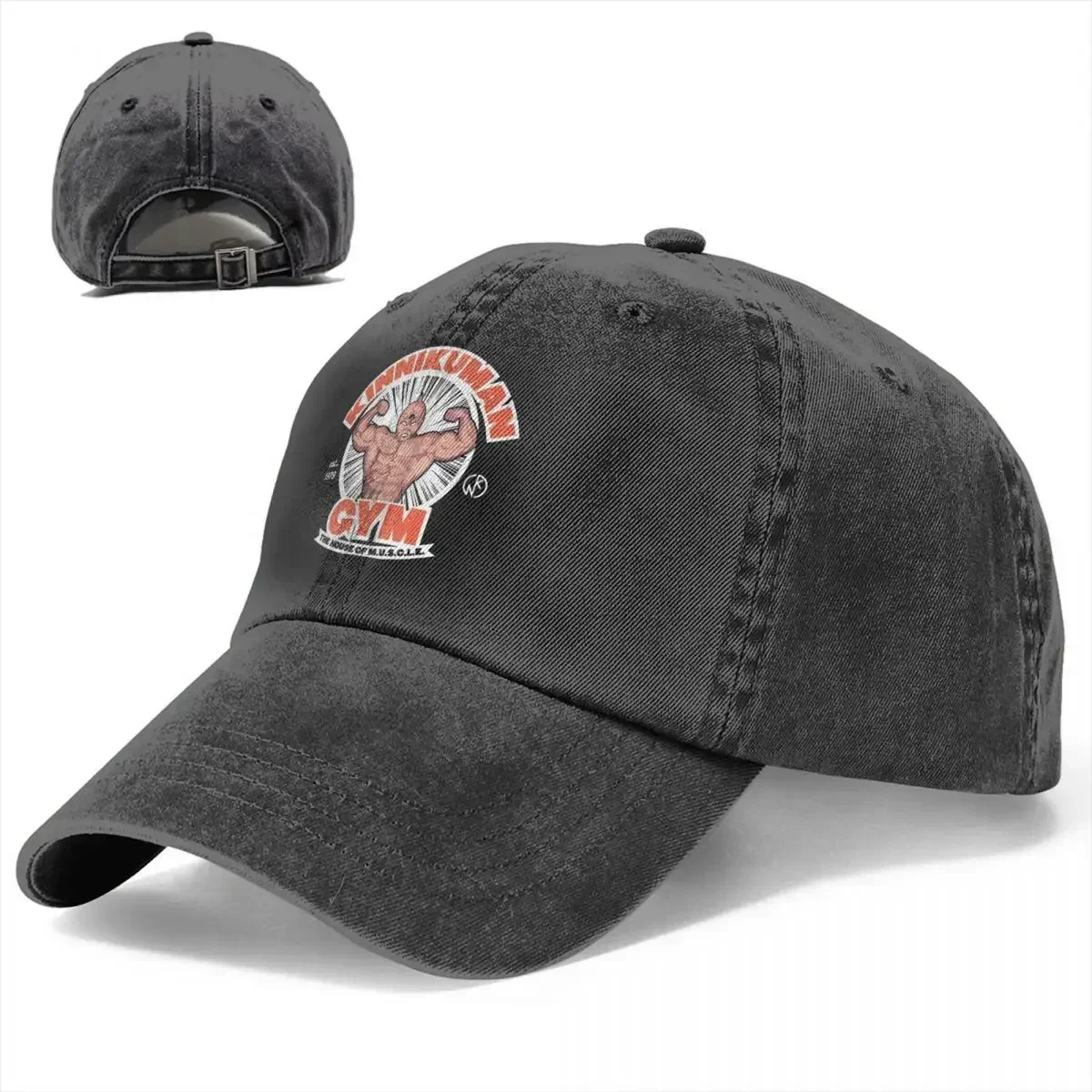 New Vintage Kinnikuman Gym Baseball Cap Men Women Distressed Denim Headwear Muscle Man Outdoor Summer Caps Hat