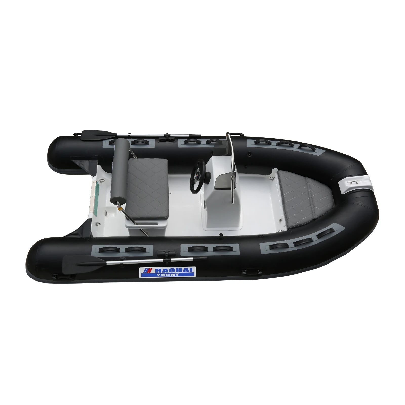 Ready To Ship CE Certified 11.8ft PVC Fiberglass Hull Rowing Boats With EVA Floor