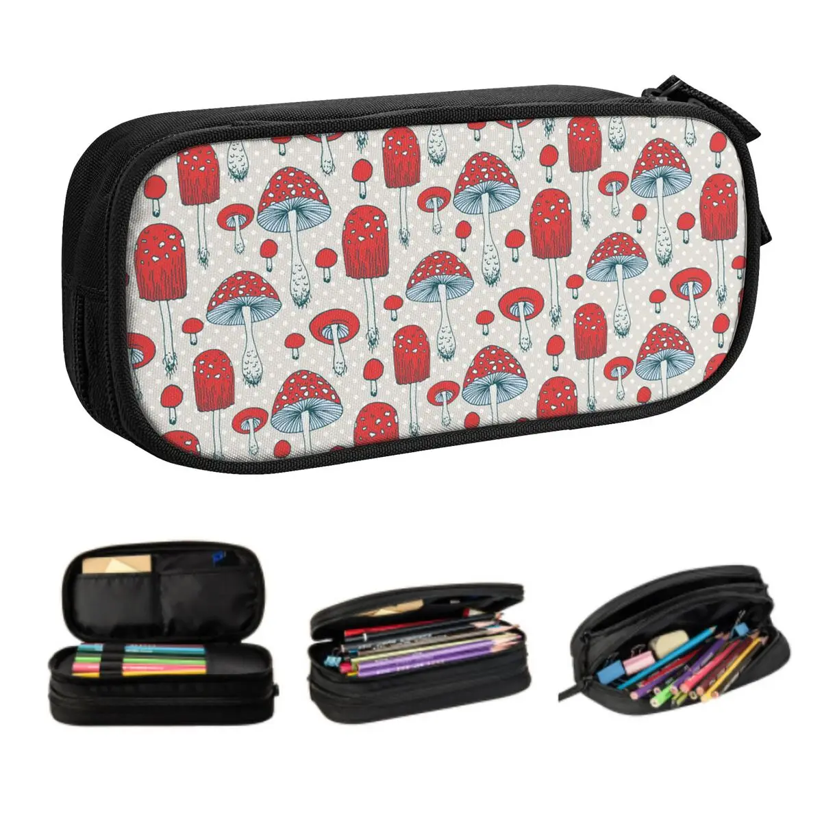 Psychedelic Magic Flowers Snd Mushrooms Custom Cute Pencil Case Boys Gilrs Large Capacity Pencil Pouch Students Stationery