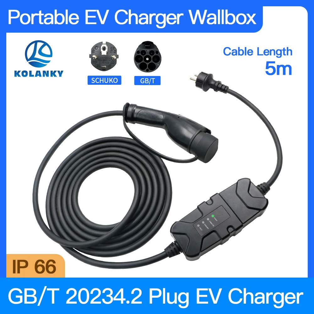 Mobile EV Charger 16A 3.6KW Wallbox GB/T 20234.2 Charging For Chinese Electric Vehicle EVSE PHEV Hybrid Cars From RU Warehouse