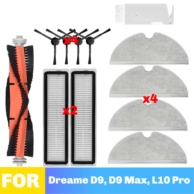 التسوق المنزلي يناسب Dreame D9، D9 Max، L10 Pro قطع غيار مكنسة الروبوت المواد الاستهلاكية فرشاة جانبية رئيسية فلتر Hepa ممسحة القماش