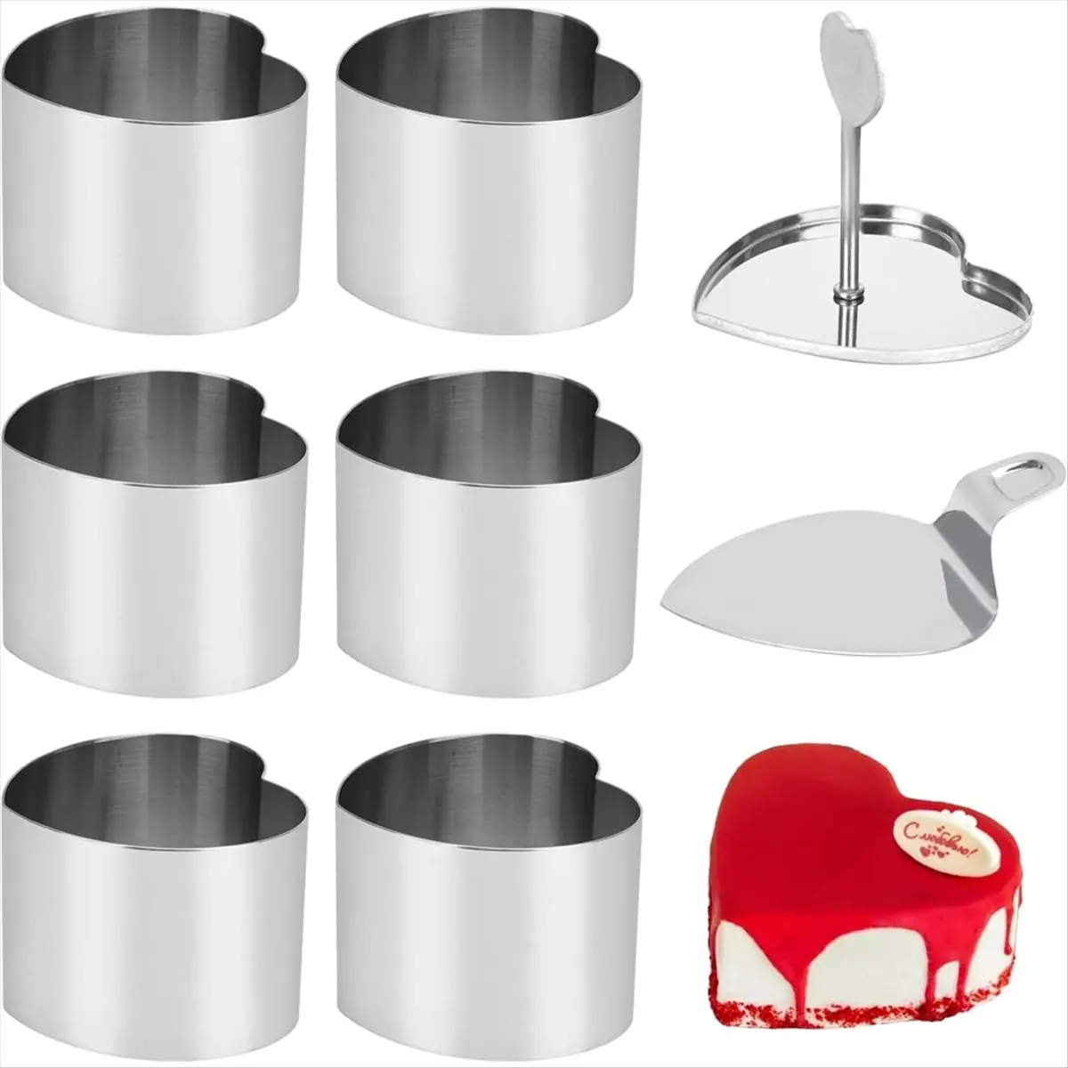 AB52 3 Inch Seamless Mini Cheese Cake Cutter Ring Set, Stainless Steel Mini Food Mold for Mousse,Food Plating,Cookies,Baking