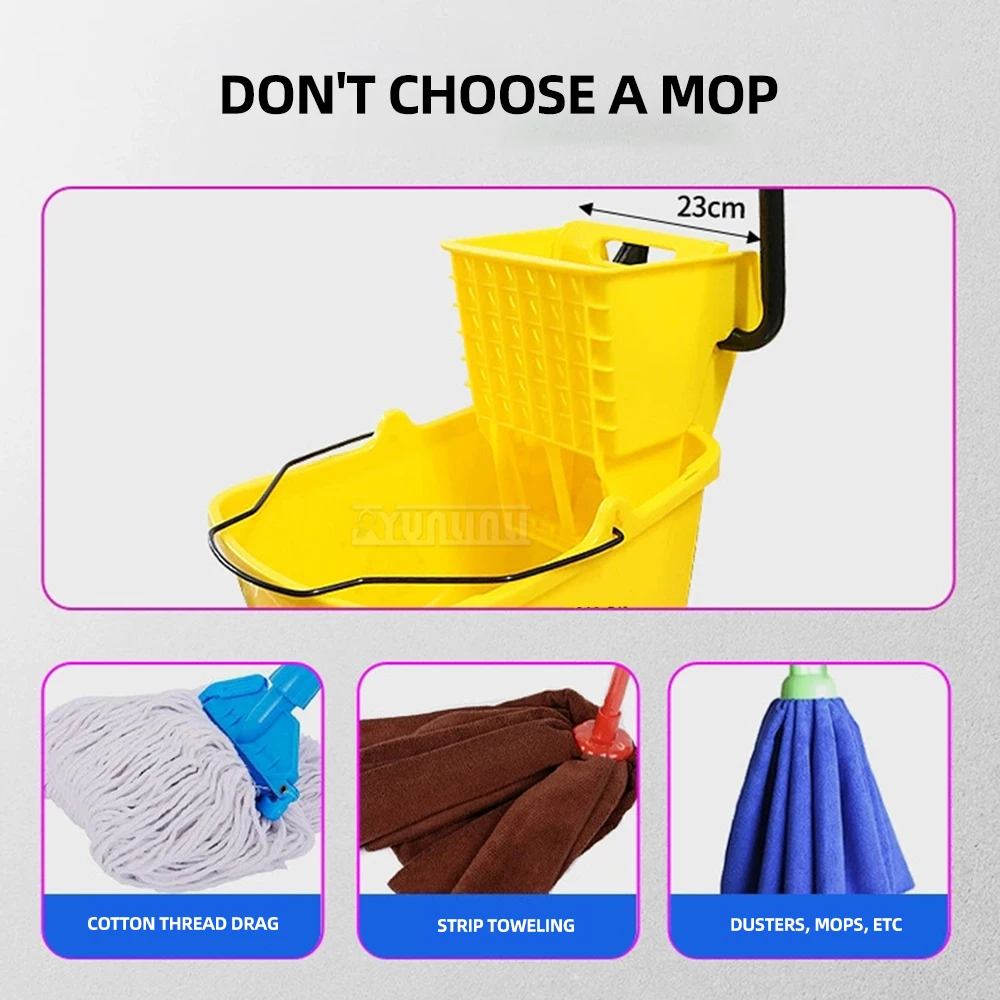  Drainable Mop Wringer,Wringer Bucket Mop Cart, Commercial Hands-Free Mopping Press Wringer Cart