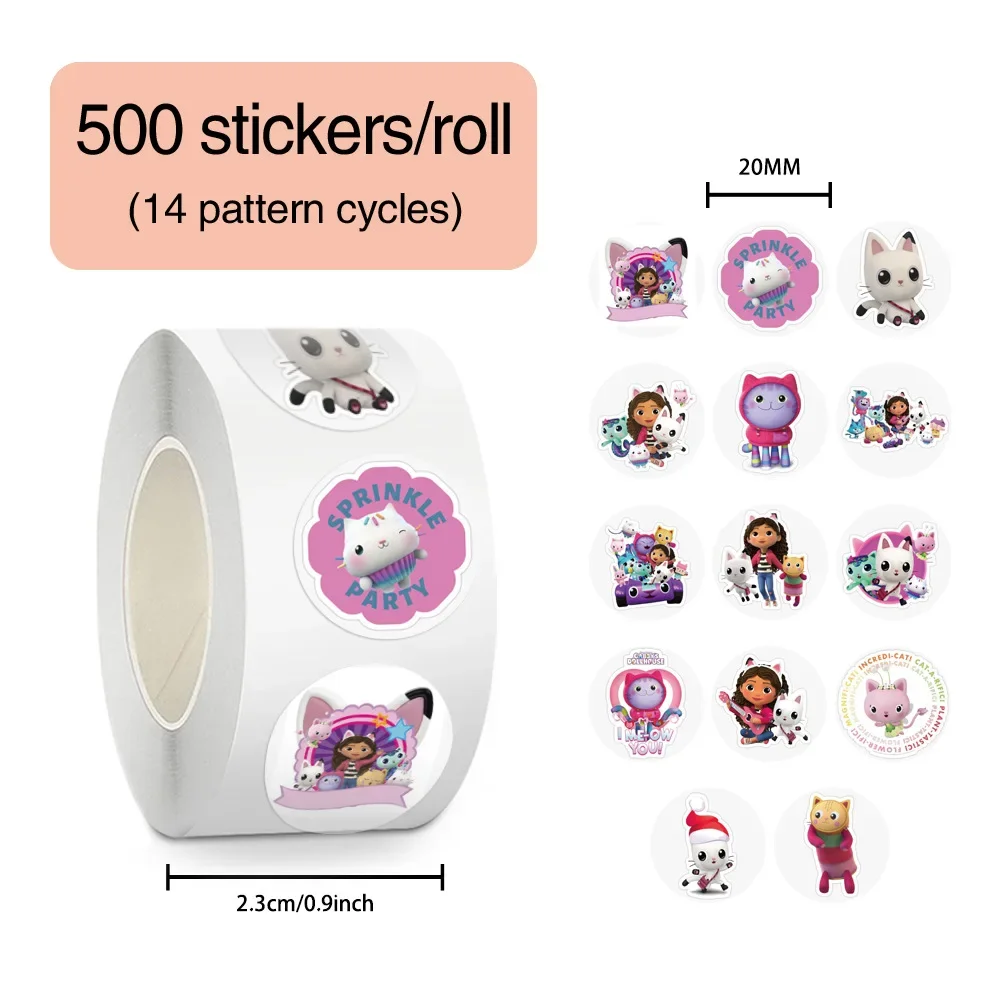 500 Stück Cartoon Gabbys Dollhouse Rollaufkleber Graffiti Koffer Skateboard Handy Niedliche Aufkleber Kinder Dekorationssticker Geschenke – Detail 1