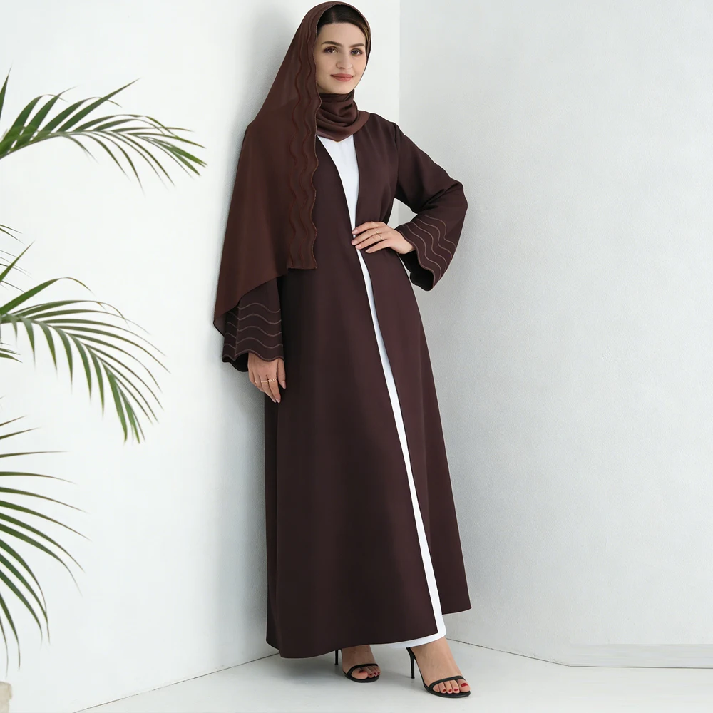 

Eid Embroidery Cardigan Dress Women Hijab Robe Dubai Abaya Ramadan Islam Clothing Turkey Kaftan Kebaya Caftan Marocain Femme Set