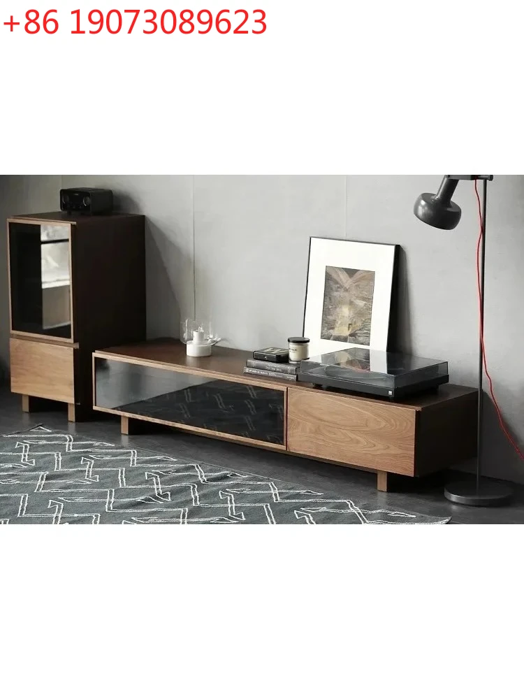 

Nordic Modern Minimalist Japanese Style Small Apartment Walnut TV Cabinet Side