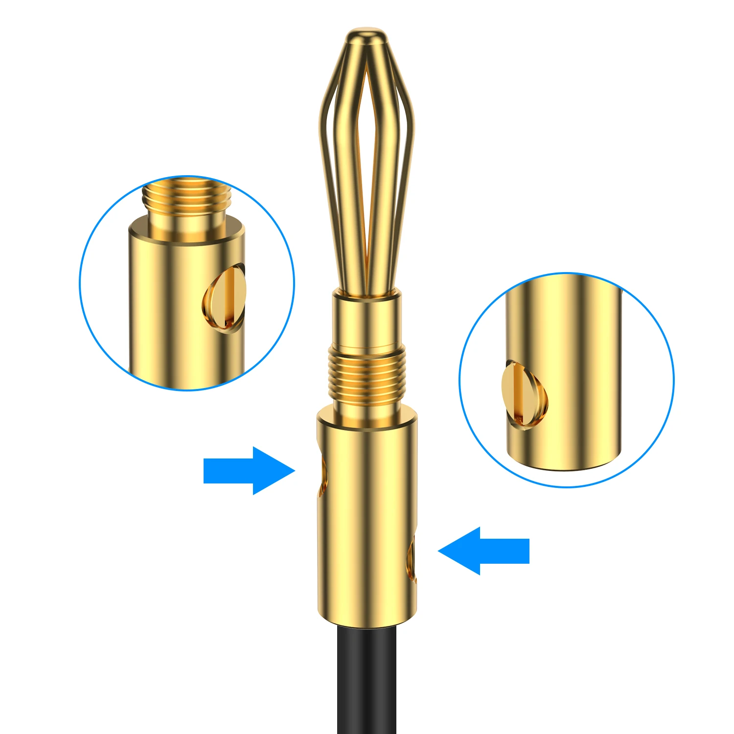 8pcs/lot 4mm viborg Banana Plug 24K Gold Pure Copper Adapter Audio Socket Jack Screw Electronic Connector Terminals