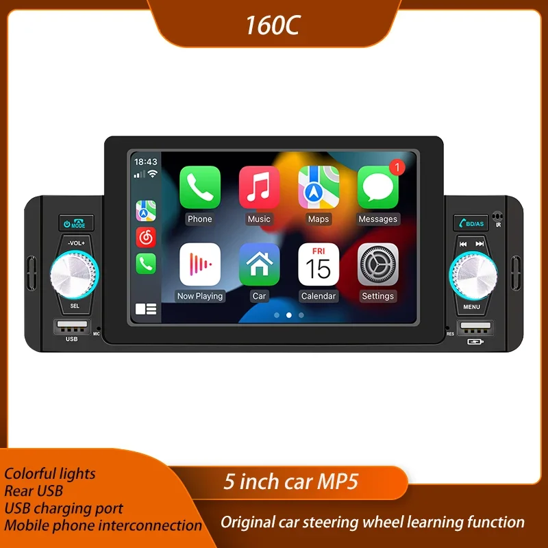 

BQCC 1DIN Car MP5 Radio Navigation Machine, Supports Reversing Image, Car Play, Video Input, Mobile Phone Connection, 5"