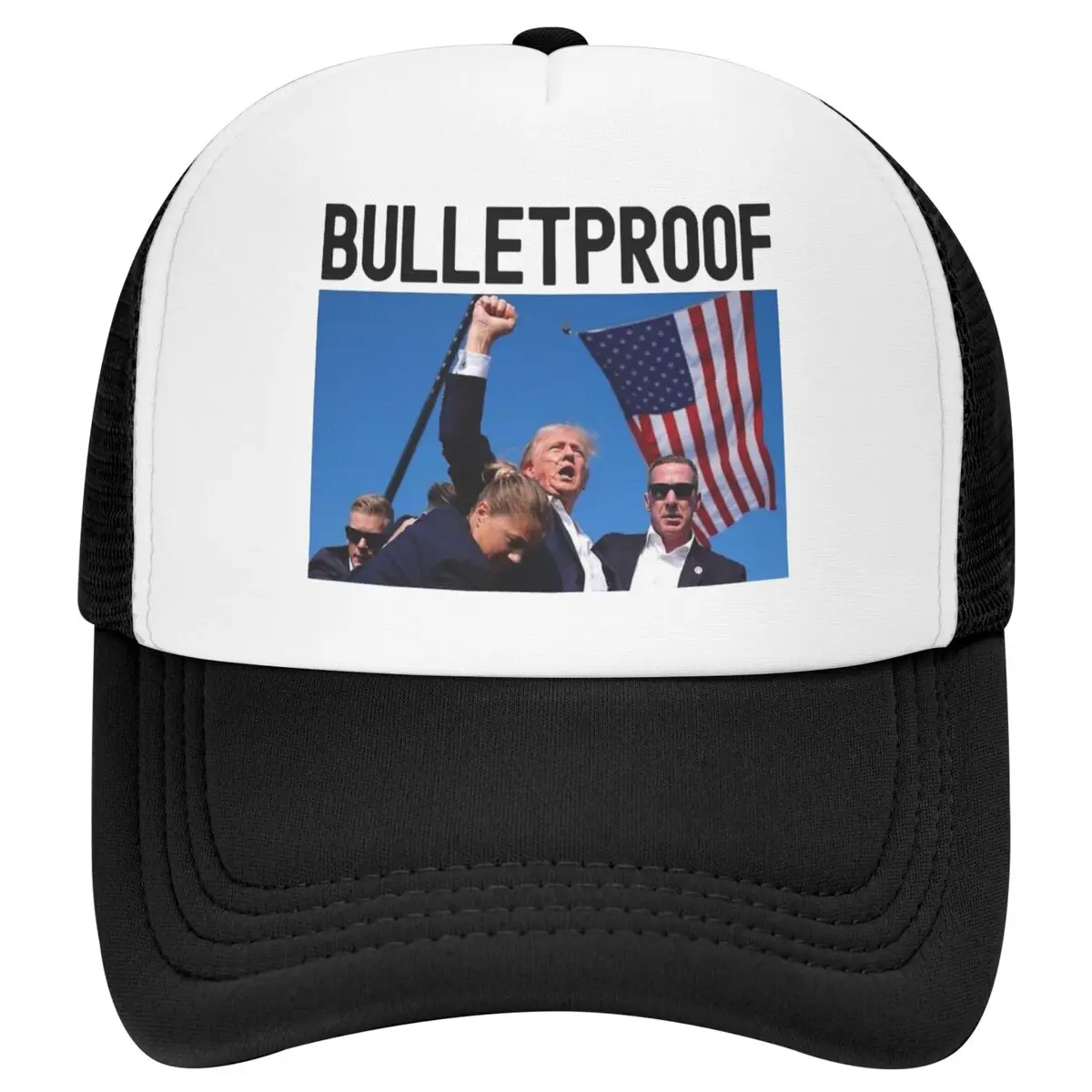 Donald Trump Shot Bulletproof Foam Mesh Trucker Hat  Shooting Trump Rally Unisex Breathable Mesh-back Snapback Cap Adjustbale