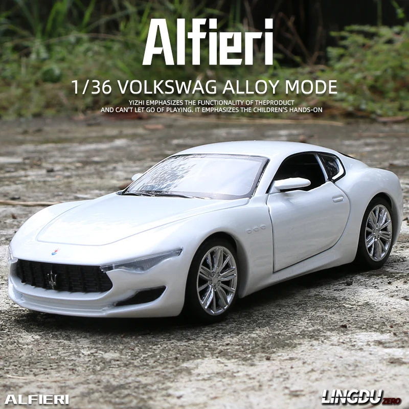 1:32 Maserati Alfieri Coupe Alloy Sports Car Model Simulation Diecast Metal Toy Vehicles Car Model Sound and Light Children Gift