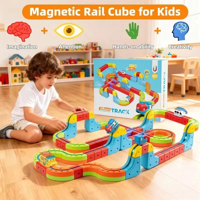 Creative Anti-Gravity Diy Electric Magnetic Track Train Set Building Blocks Educational Toys Gift For Children Kids