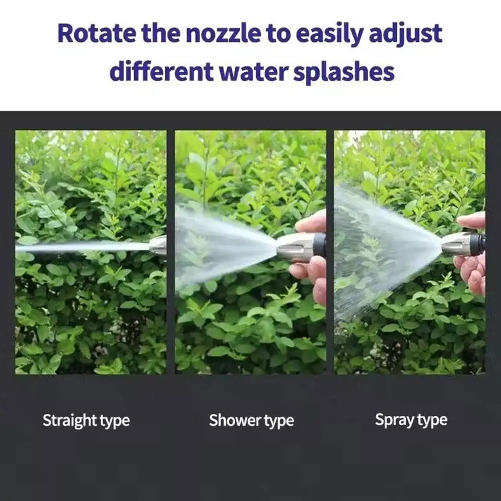 High Pressure Metal Water Gun Telescopic Hose Nozzle Adjustable Spray Garden Watering Car Washing Cleaning Tool