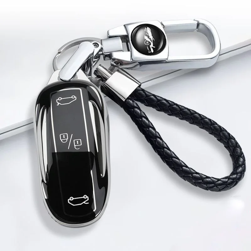 

TPU Car Smart Key Case Cover for Tesla Model 3 X S Y Remote Decoration Cover Shell Keychain Ring Holder Fob Interior Accessories
