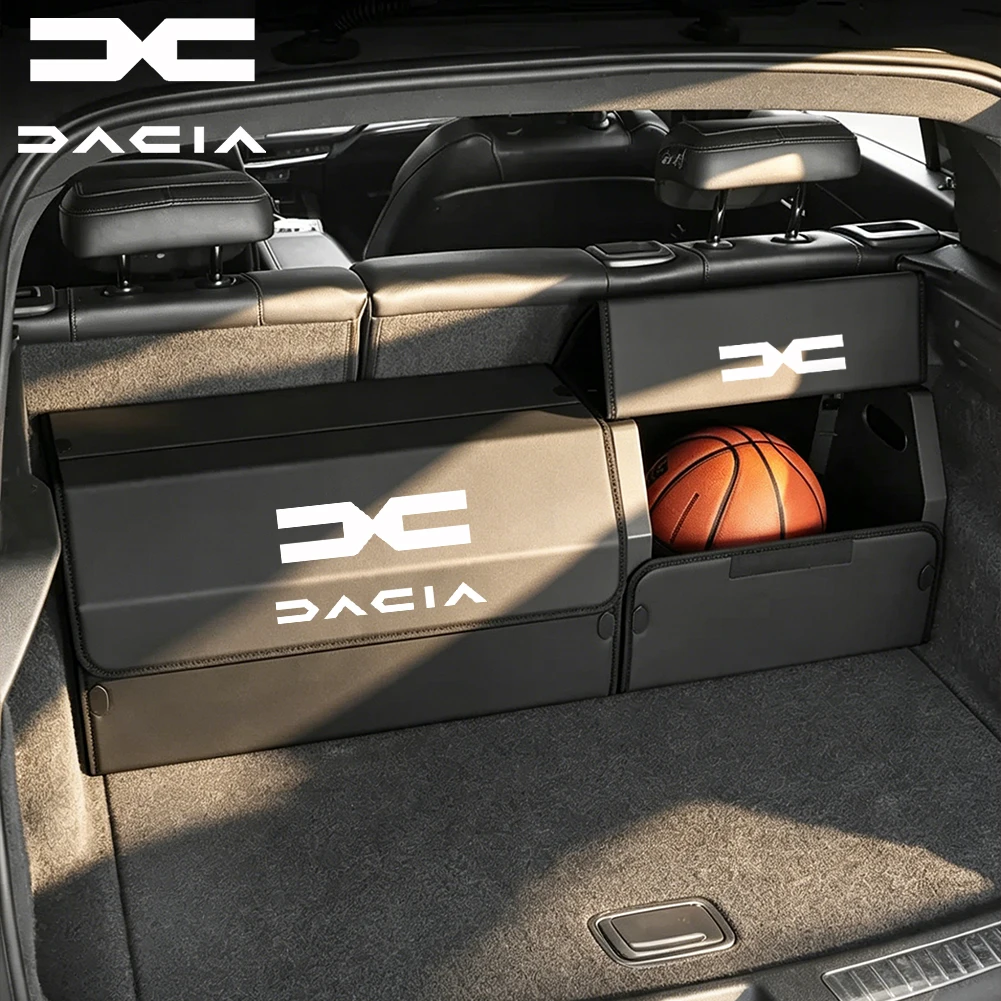 Organizer per bagagliaio auto di grande capacità, scatola portaoggetti in pelle per Dacia Sandero Stepway Duster Logan MCV Jogger Bigster Spring Dokker