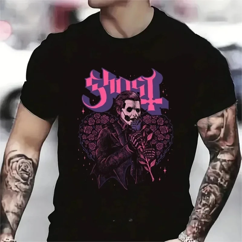 Men\'S Women\'S Short Sleeve Loose Ventilate T-Shirt Gothic Style Rock Tshirt Summer Streetwear Ghost Heavy Metal Band T Shirt