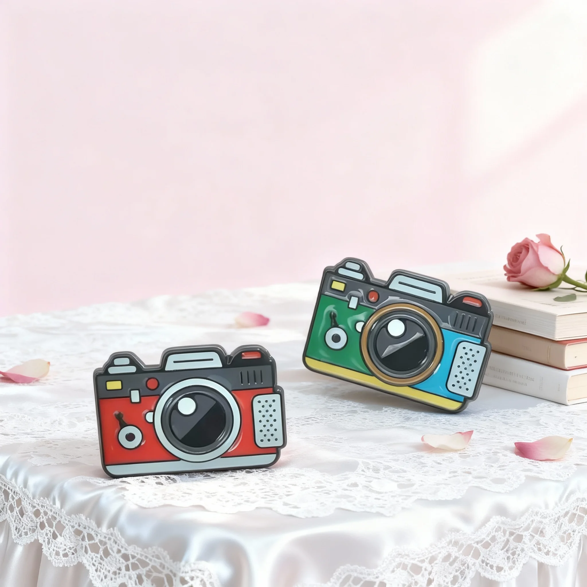 Funny Retro Camera Enamel Pin Cartoon Lapel Recording Badge Jewelry Gift Kid Personalized Photo Color Brooch Outdoor Gifts