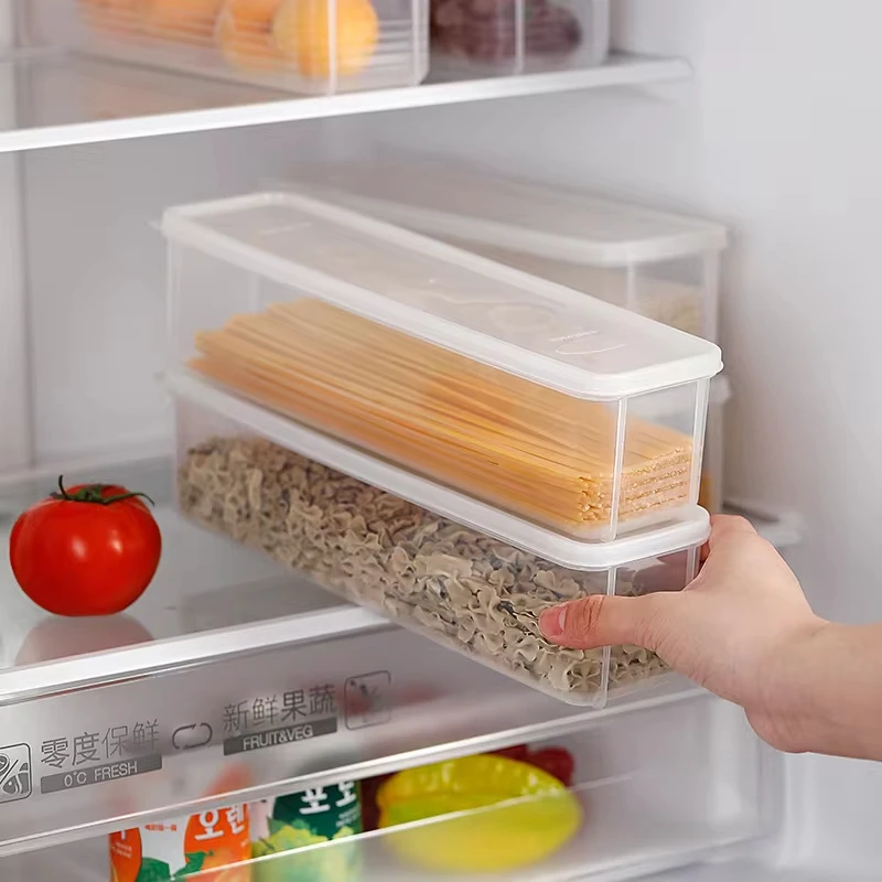 Contenedor de espagueti para Fideos de cocina, caja de almacenamiento de preservación de cereales para el hogar con cubierta, caja de espagueti, contenedor de alimentos de cocina