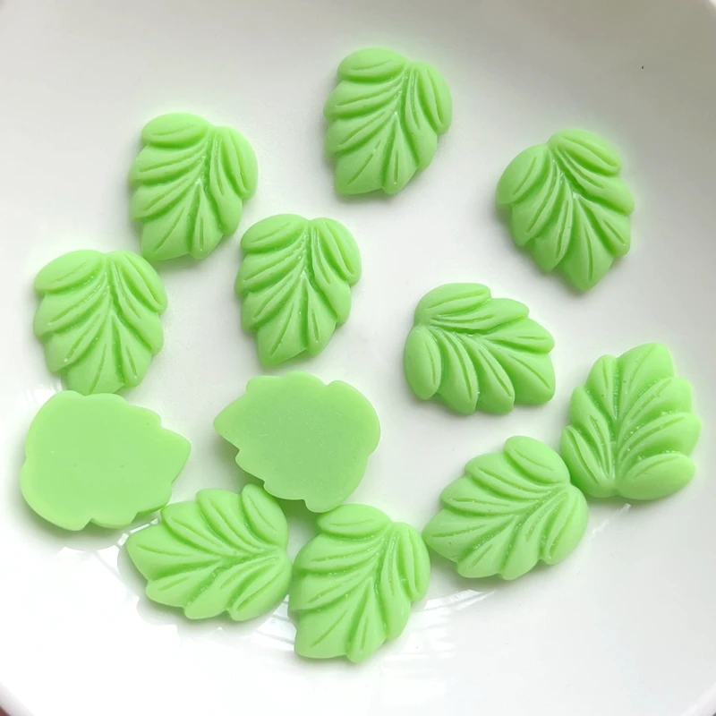 20pcs Kawaii Cute Mix Mini Leaf Flat Back Resin Dome Grass Clipbook DIY Jewelry Craft Decoration Accessories