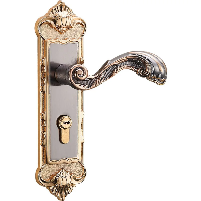 European Style Retro Door Handle Lock Aluminum Alloy Vintage Interior Bedroom lock Anti-theft Home Room Safety Door Locks