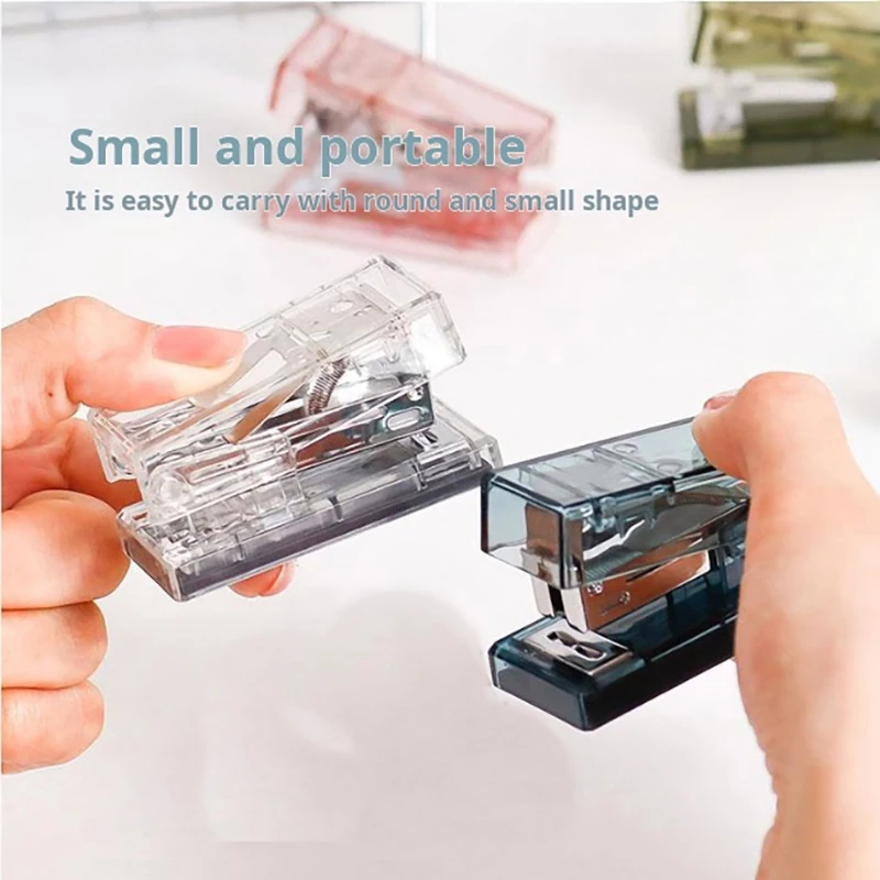Stapler Mini Meja (tanpa Staples), Stapler Kecil untuk Bepergian Guru Desktop Kelas
