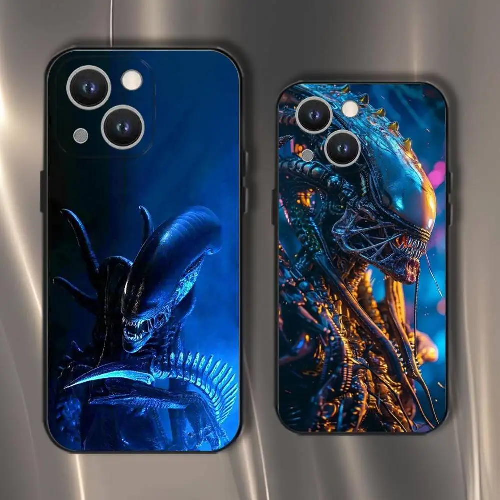 

Movie Alien Xenomorph Phone Case For iPhone 16,15,14,13,12,11,Pro,XS,Max,XR,Plus,E,SE4,Mini Black Soft Cover