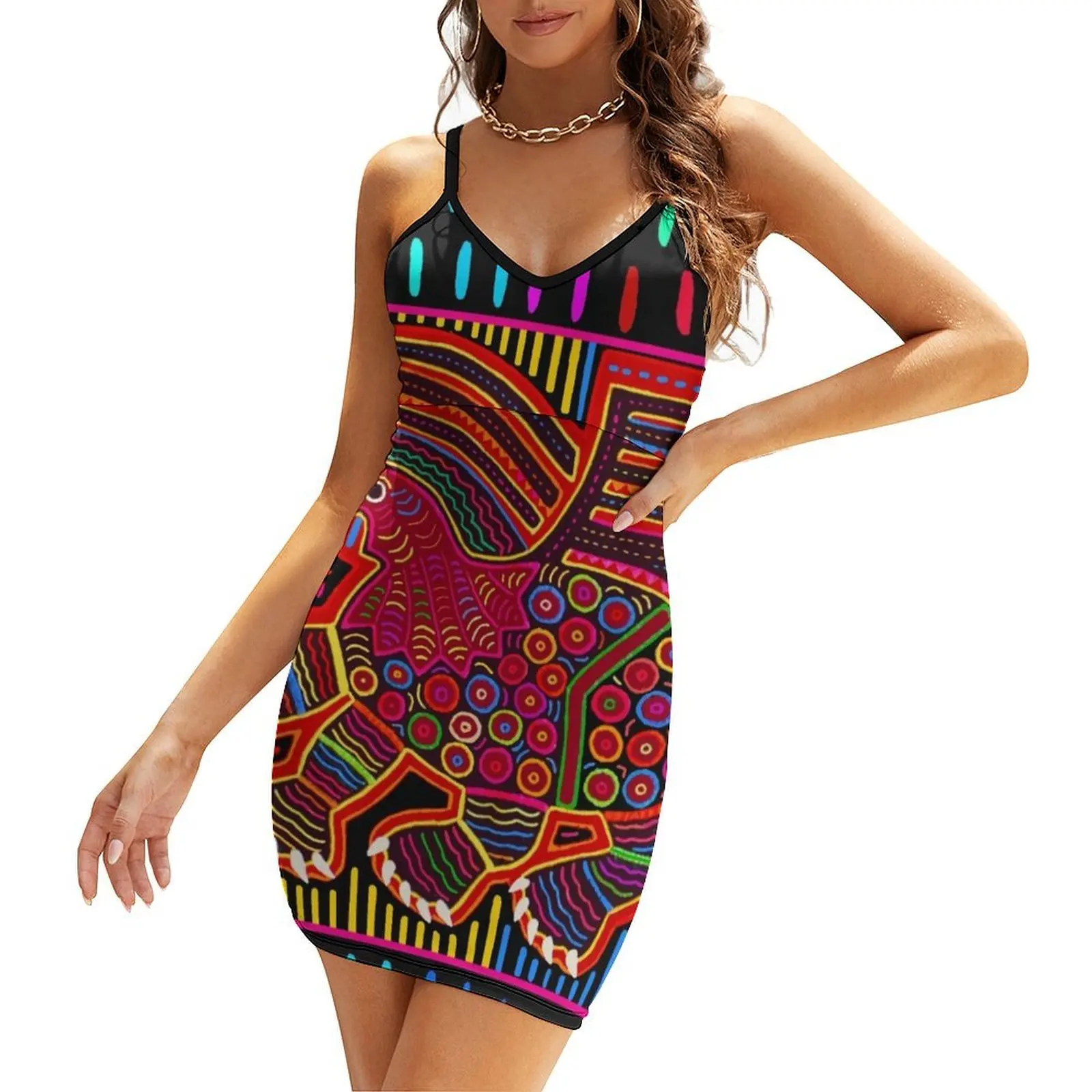 

Kuna Indian Friendly Dragon Mola Sling Dress summer clothes for women Dress for girls women dresses dresses for prom