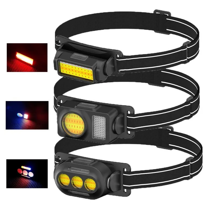 Outdoor COB Headlamp - Long - Lasting Li - Ion Battery, Mini Rechargeable, Portable with Red Warning for Fishing