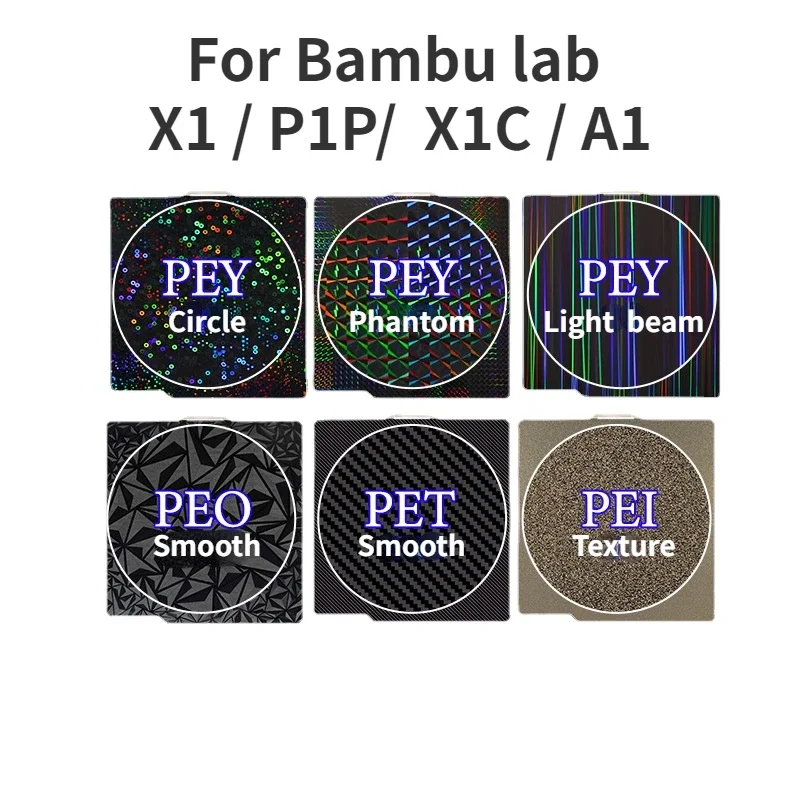 

For Bambu Lab H1H Build Plate X1 X1C A1 Mini P1P P1S Smooth PEY PEO PET PEI Spring Steel Sheet PEI Textured For Bambulab P1P X1