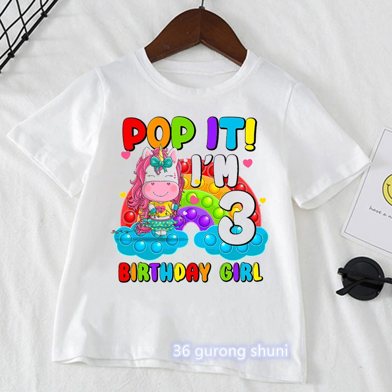 I Am 3-12th Birthday Girl Graphic Print T-Shirt Rainbow Unicorn Dinosaur Kids Clothes Harajuku Kawaii Children Tshirt