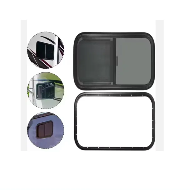 Dual Glazed Acrylic Glass Window for RV Sliding Curved Window Accessory for Caravans and Campers