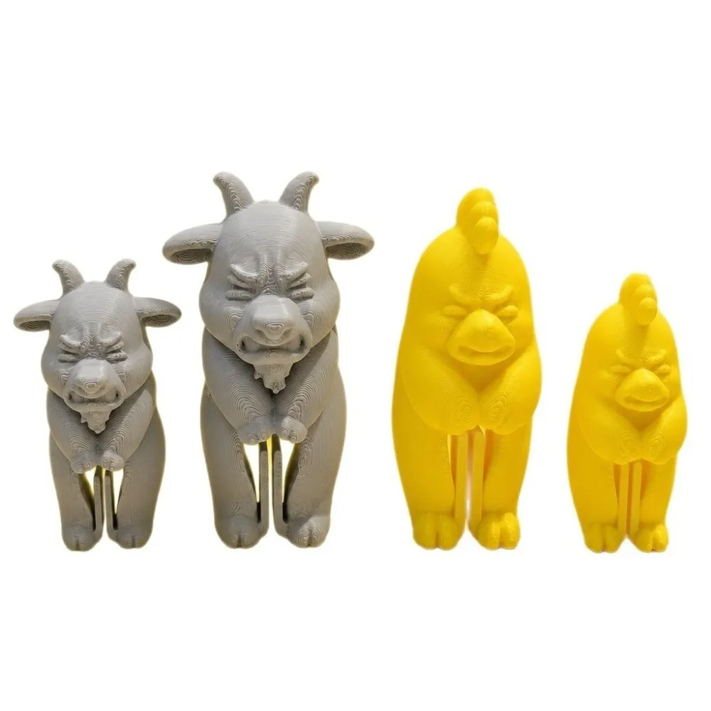 2pcs Multi-purpose 3D Printed Farm Animal Bag Clip Funny Sheep Food Sealer Clips Cow Chicken Bag Sealing Clips Airtight Seal