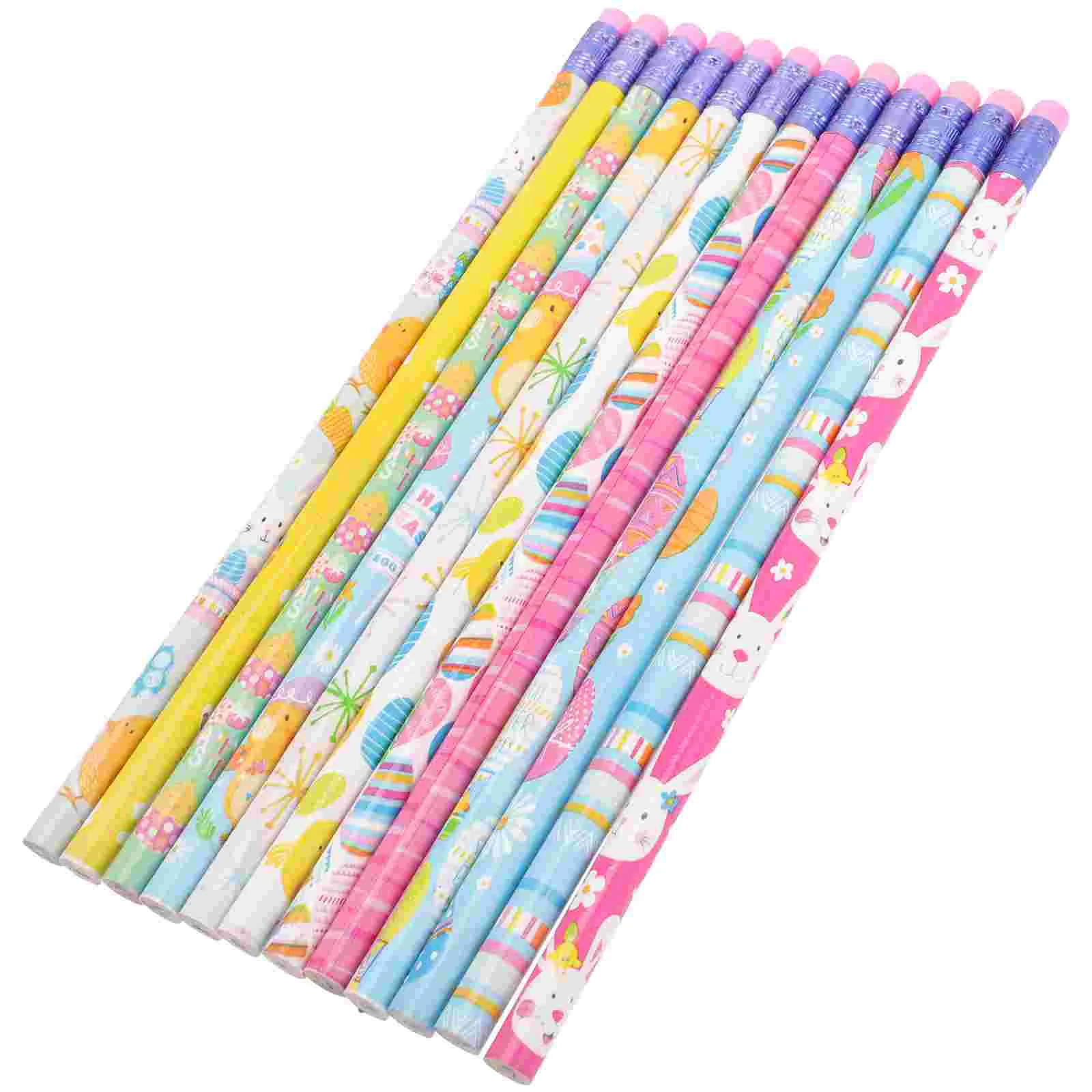 

50 Pcs Painting Pencils Easter Erasers for Kids with Rubbers on The End Wooden Designed