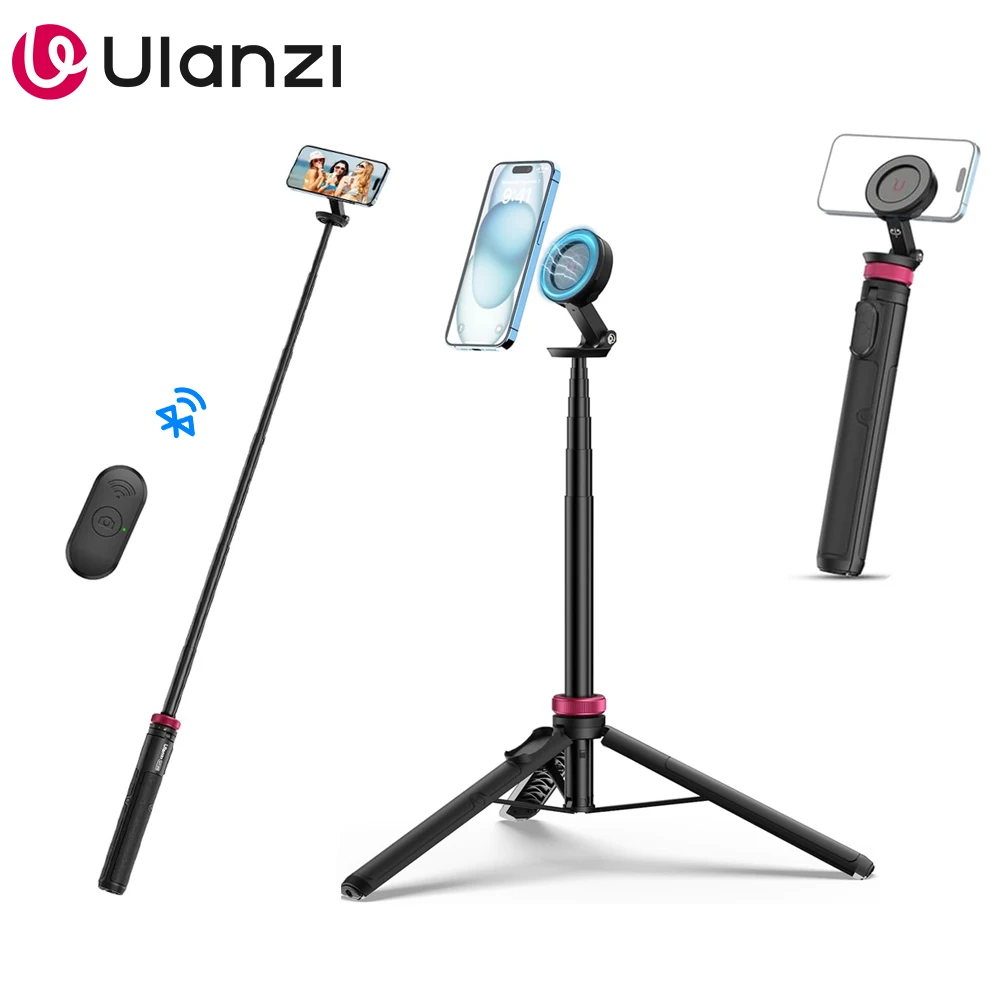 Ulanzi-MT-84 tripé smartphone, liberação rápida, suporte magnético, caso magsafe, telefone vem com controlador bluetooth, iphone 15, 14