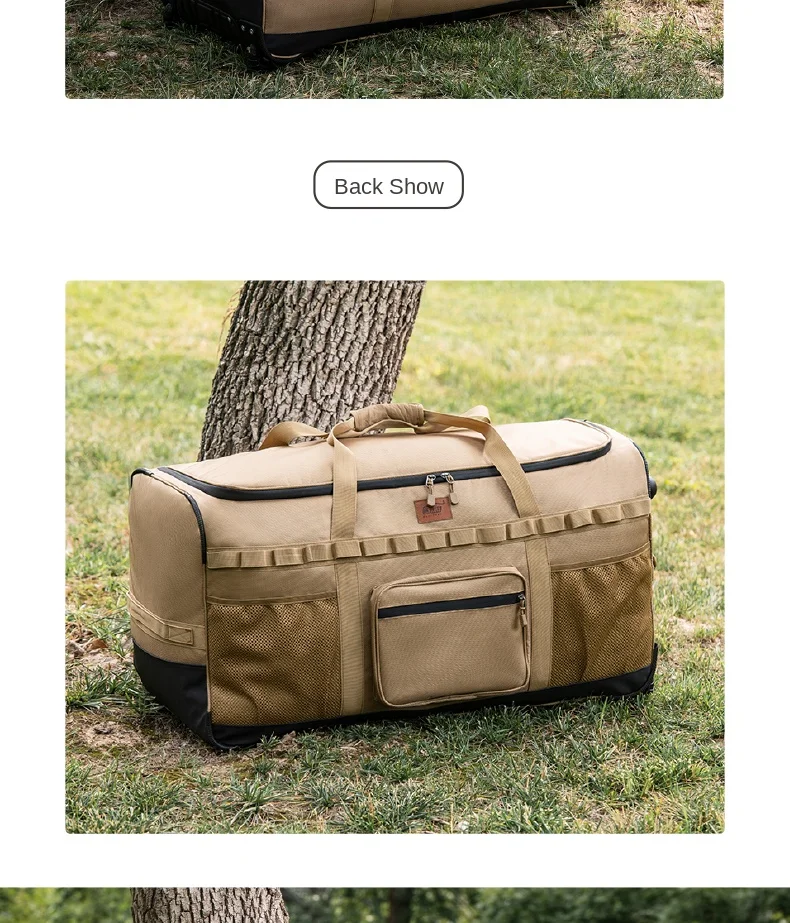 130L Outdoor-Trolley-Rucksack mit großem Fassungsvermögen, verdickte Aufbewahrungstasche mit Rädern, komplettes Set für Picknick- und Campingausrüstung – Detail 20