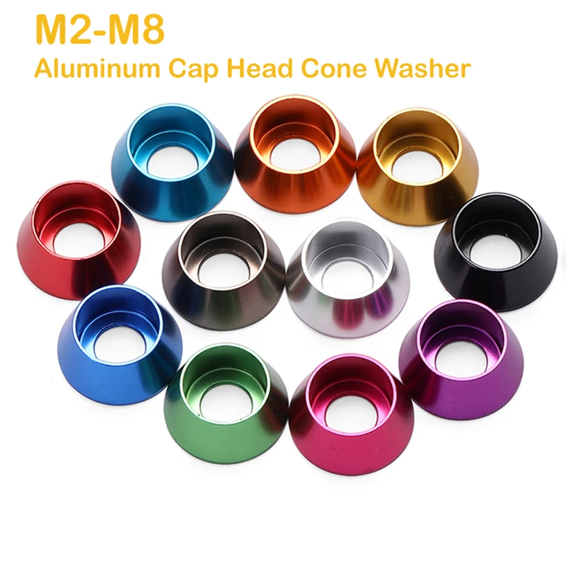 5-10 قطعة غطاء ألومنيوم رئيس مخروط غسالة M2 M2.5 M3 M4 M5 M6 M8 Corlorful سبائك الألومنيوم HexCap رئيس طوقا لقطع RC #1