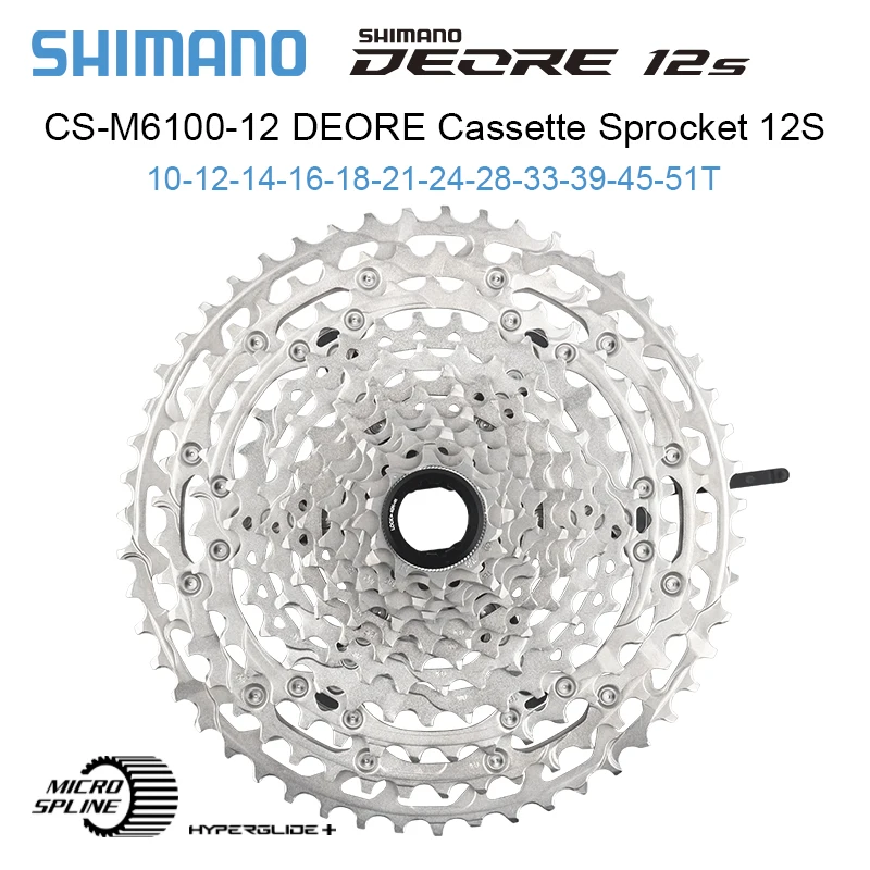 Shimano Deore M6100 12S MTB Cassette 51T Micro Spline 12V K7 Mountain Bike 12 Speed Ratchet HYPERGLIDE Bicycle MS Freewheel