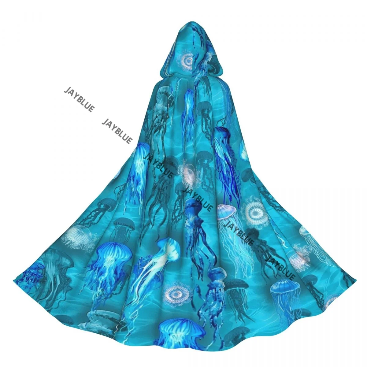 Unisex Adult Sea Jellyfish Cloak with Hood Long Witch Costume Cosplay