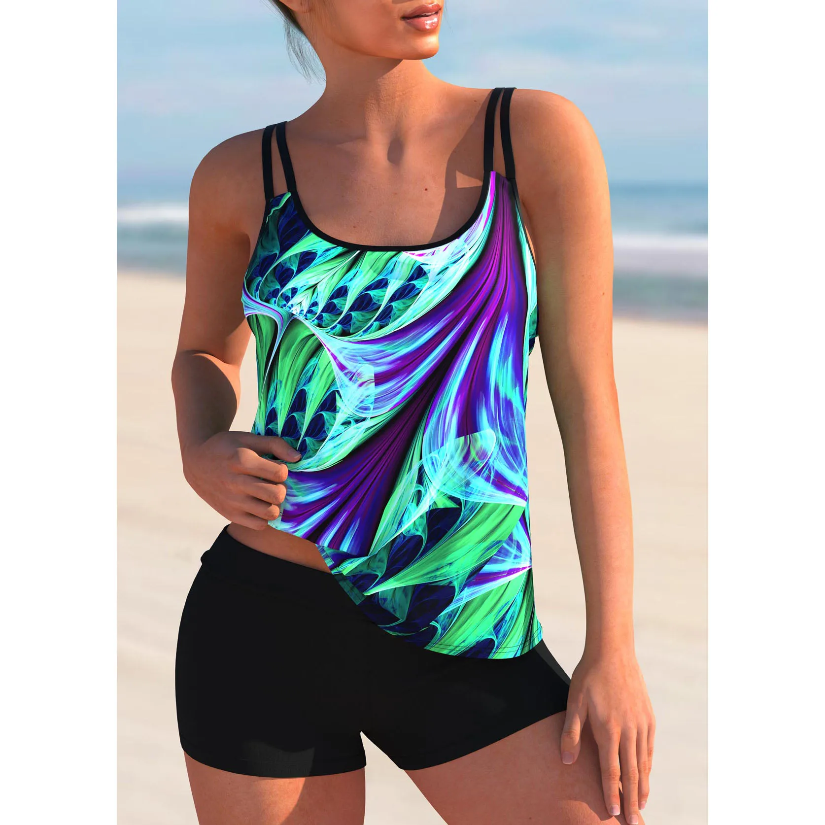 2023 Nieuwe Dames Sexy Badmode Fashion Print Zwemmen Tankini Monokini Badmode Tweedelige Zomer Losse Maat Strandkleding