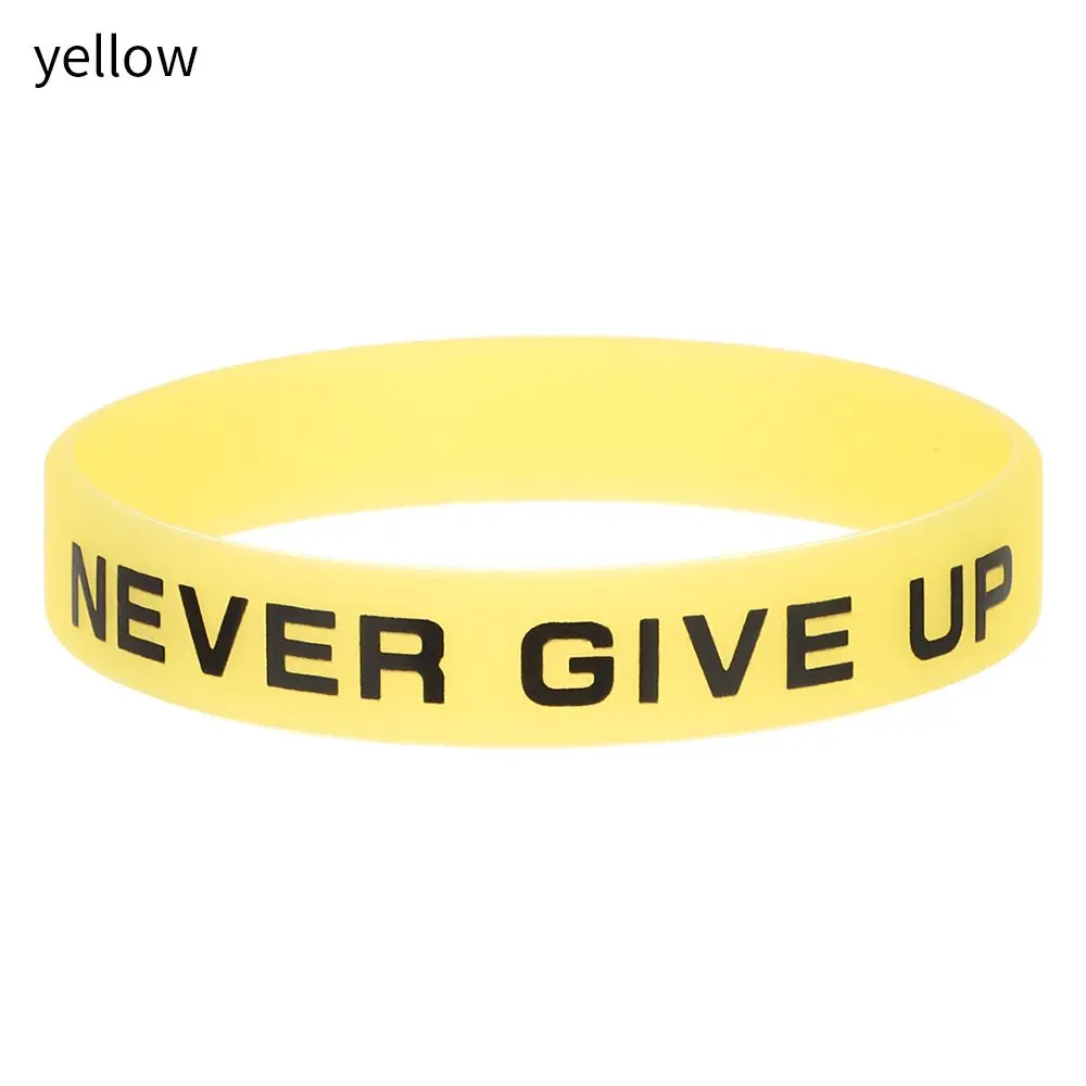 Motivational Friendship Silicone Wristband Men Women Luminous Rubber Bracelet Sport Cuff Bangle Never Give Up