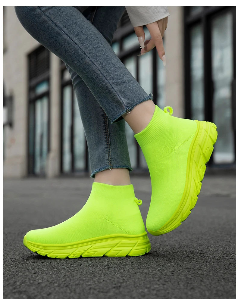 Unisex High-Top Laufschuhe für Männer und Frauen, Bequeme Atmungsaktive Strick-Sneaker, Rutschfeste Outdoor-Schuhe für Damen und Herren – Detail 27