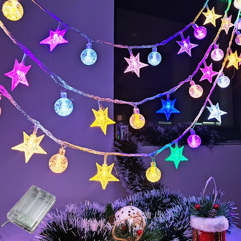 3M/6M/10M LED String Star Snowflake Ball Garland Christmas Lights USB/Battery Powered Waterproof Fairy Lights Weeding Decor