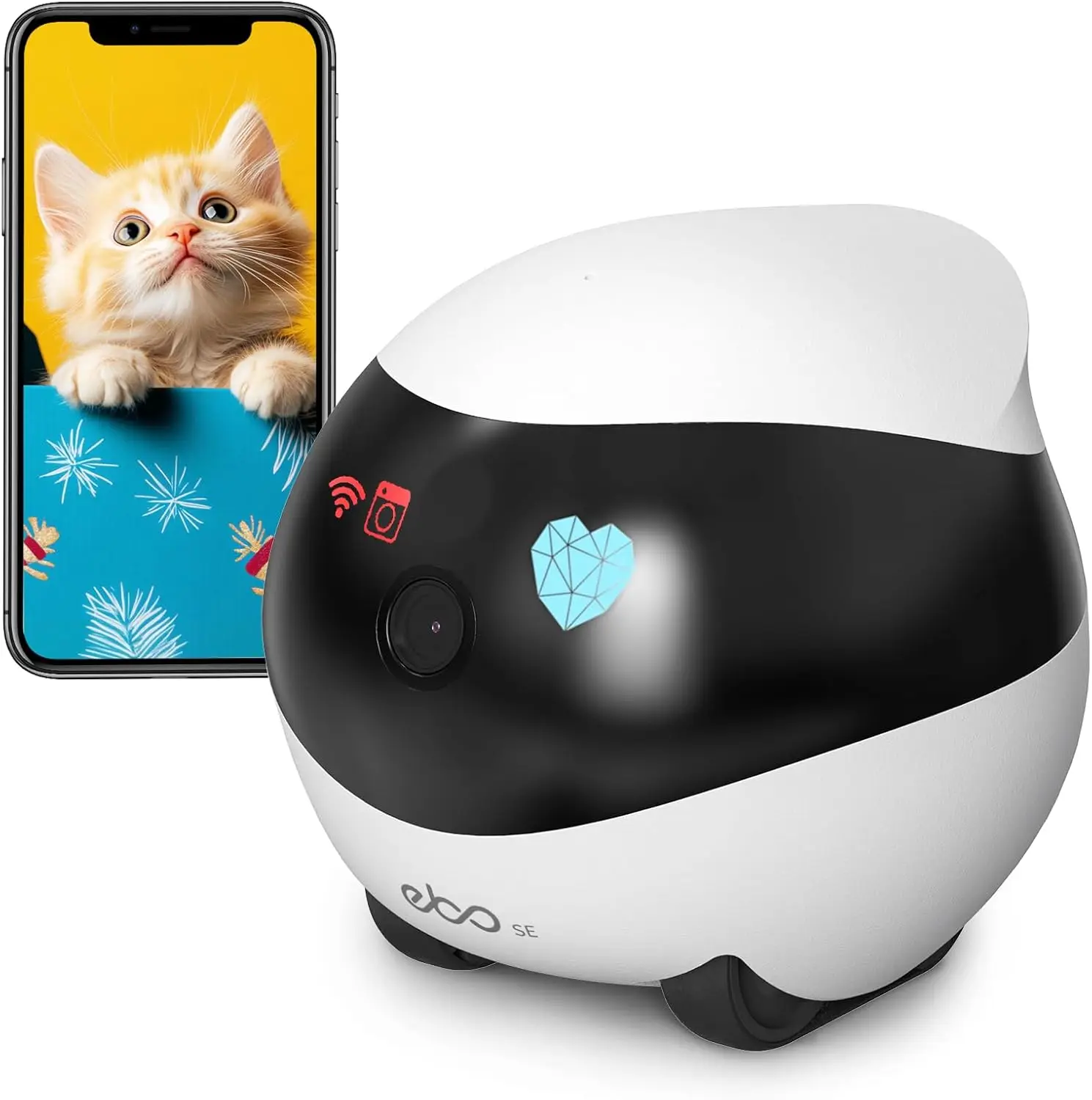 

1080P Movable Pet Camera Indoor, Battery-Operated Home Robot with Auto-Recharge, Night Vision & 2-Way Talk, APP Control for