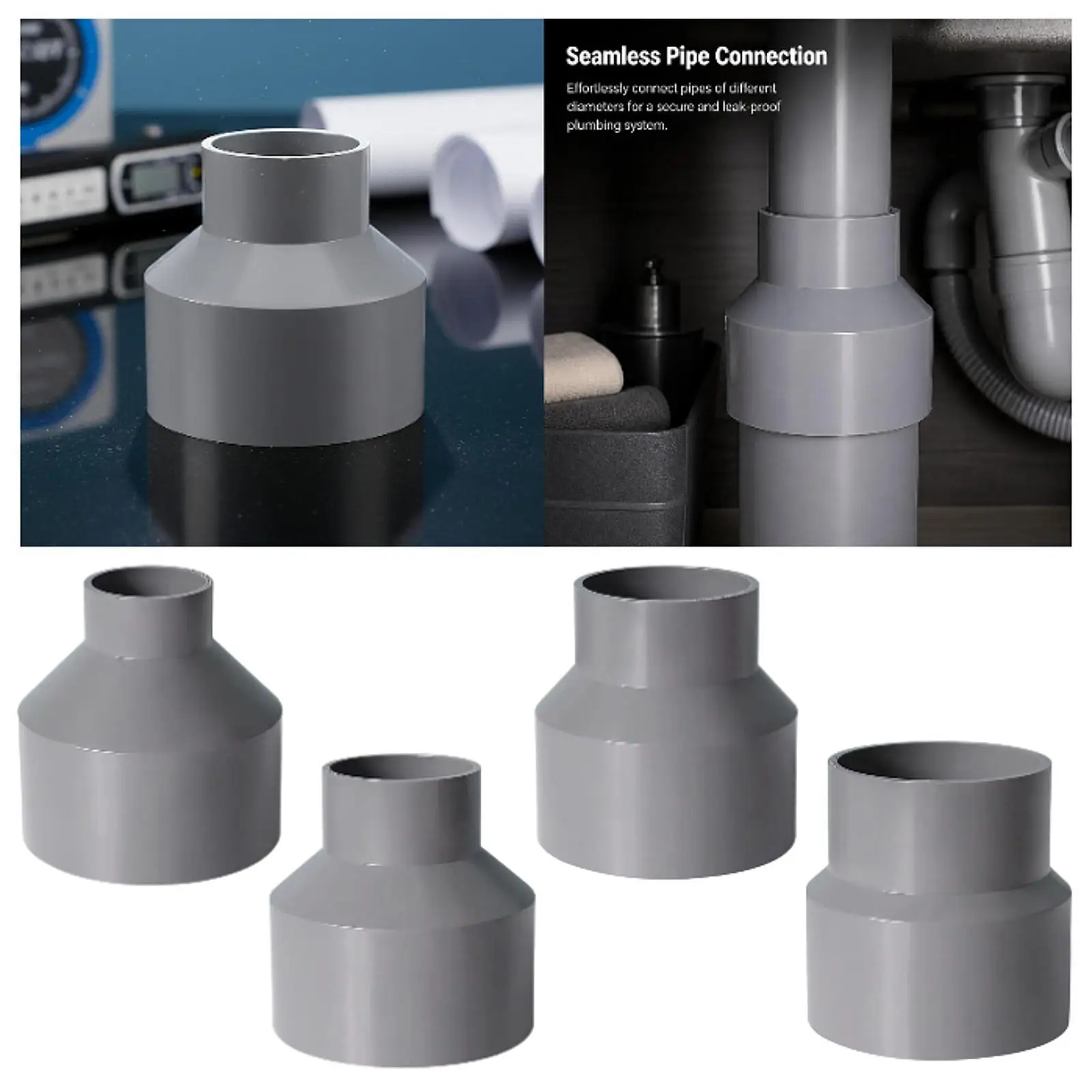 HVAC Air Duct Reducer Increaser PVC Connector Push Fit Vent Adapter for Bathroom Kitchen Ventilation