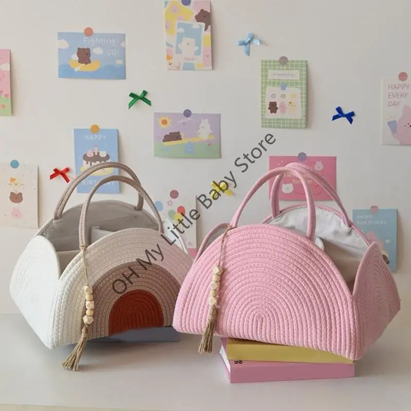 

M76C Reusable Cotton Baby Changing Bag Washable Diaper Bag With Ergonomic Handle For Park Outings