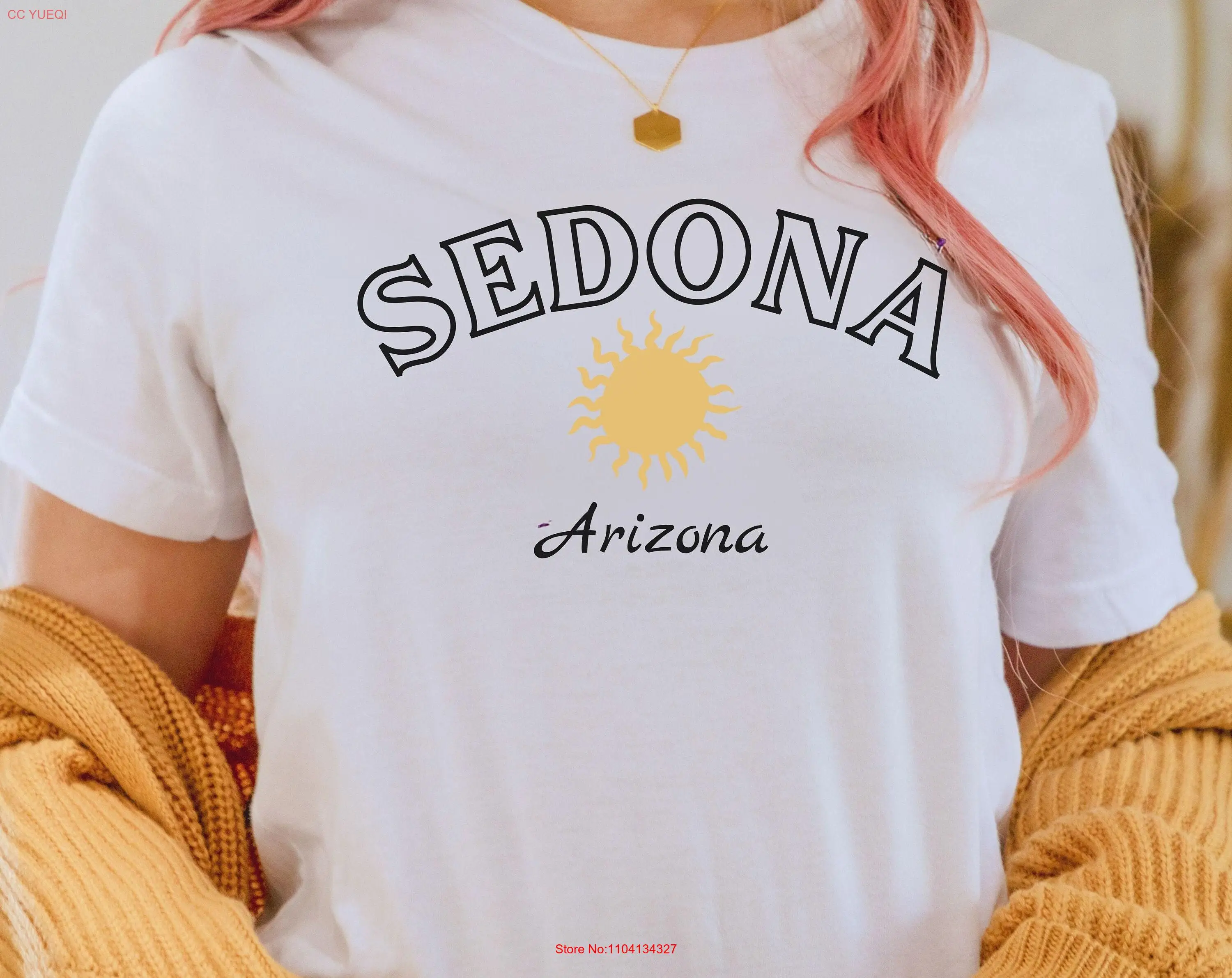 

Sedona Granola Girl Arizona DeserT T Shirt Cactus Adventure Scene long or short sleeves